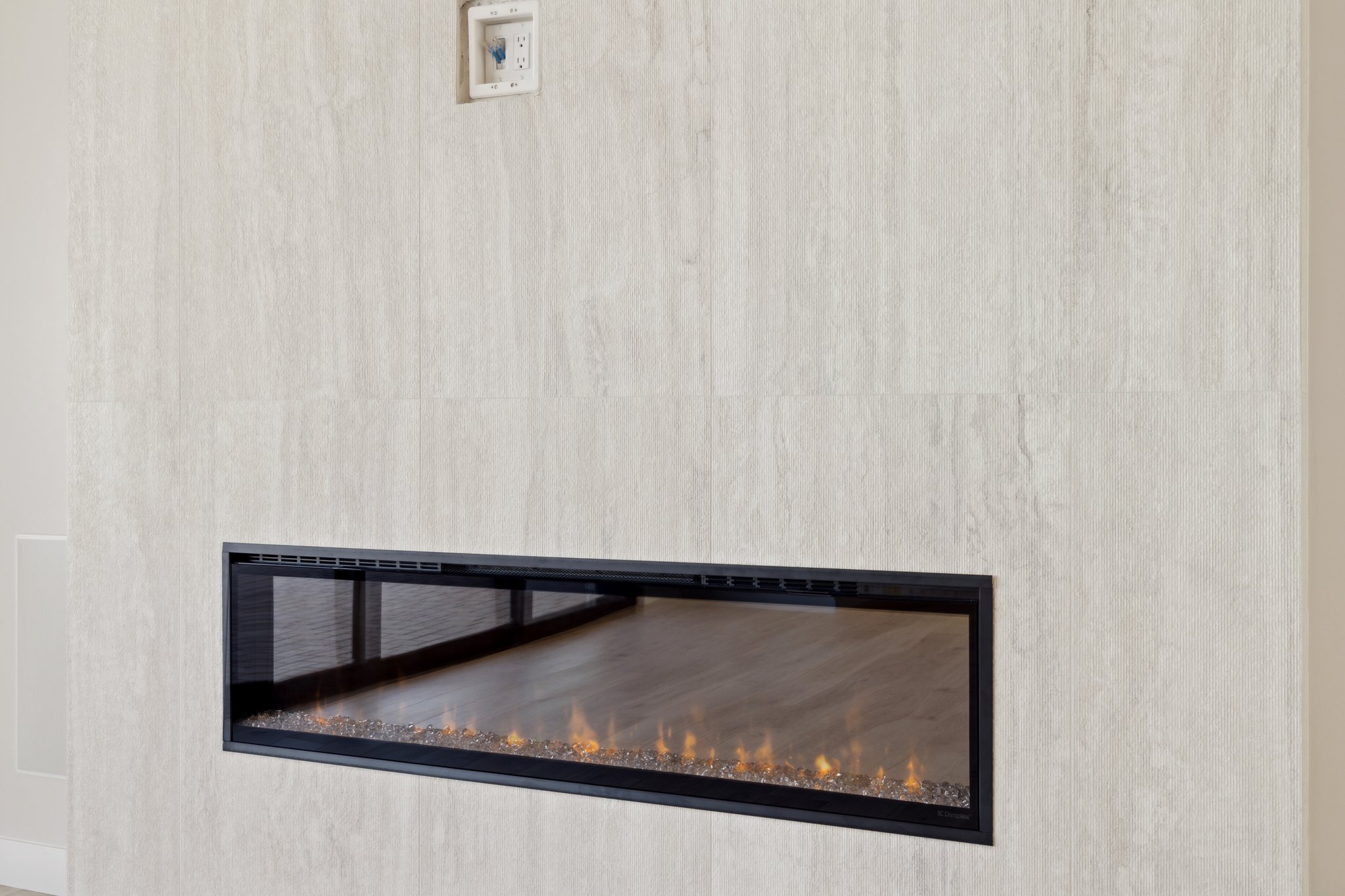Fireplace with Tile Wall